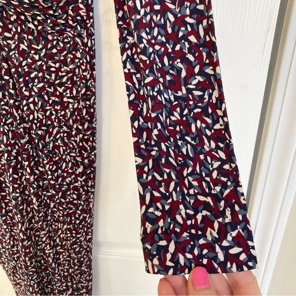 Tory Burch Silk Interlock Twist Dress in Red Confetti Print, Size S